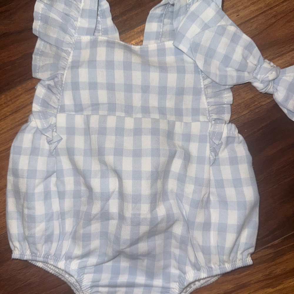Mud Pie Blue and White Gingham One Piece